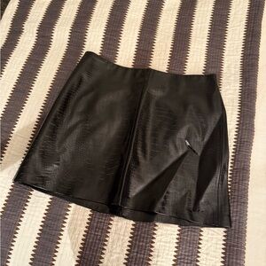 Mango Black Croc-Pattern Mini Skirt
